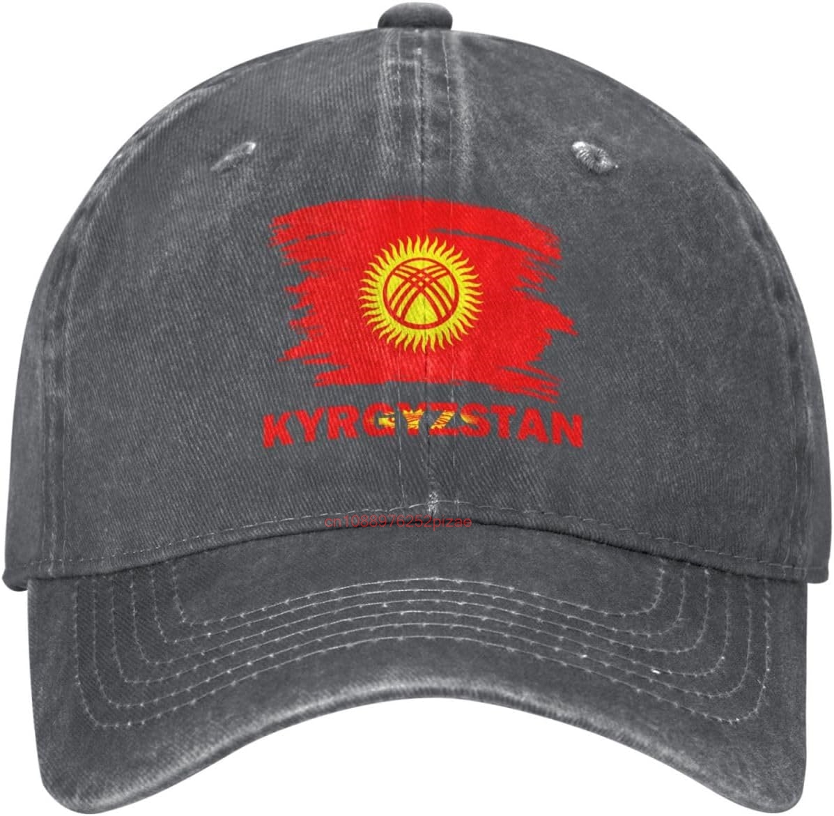 Dad Hat Cotton - Vintage Kyrgyzstan Flag Stylish Washed Denim