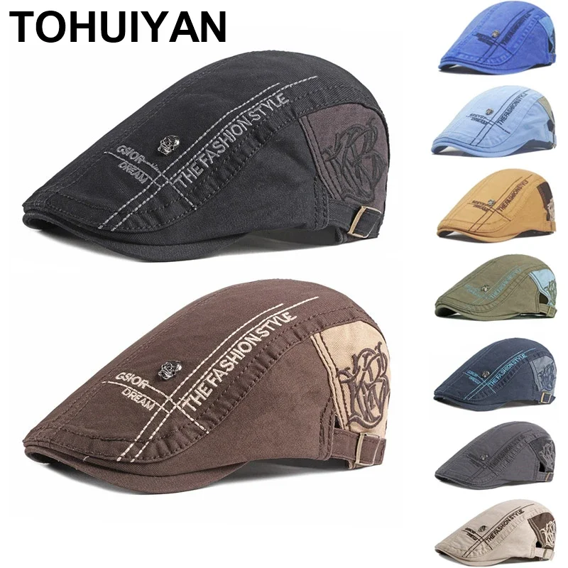 Newsboy Cap Ivy - Unisex Skull Letters Newsboy Caps for