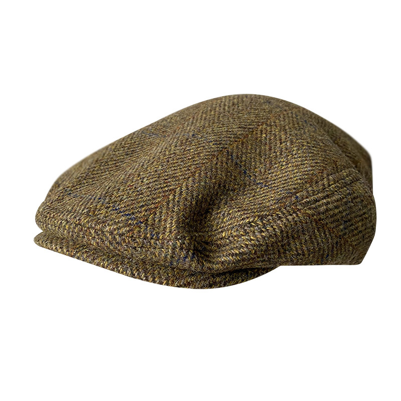 Striped Gray New Wool Flat Cap - Newsboy Cap Ivy ulasan dan harga