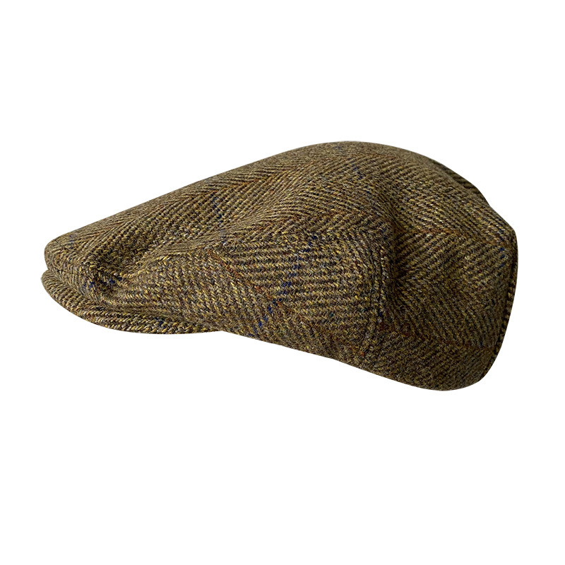 Striped Gray New Wool Flat Cap - Newsboy Cap Ivy ulasan dan harga