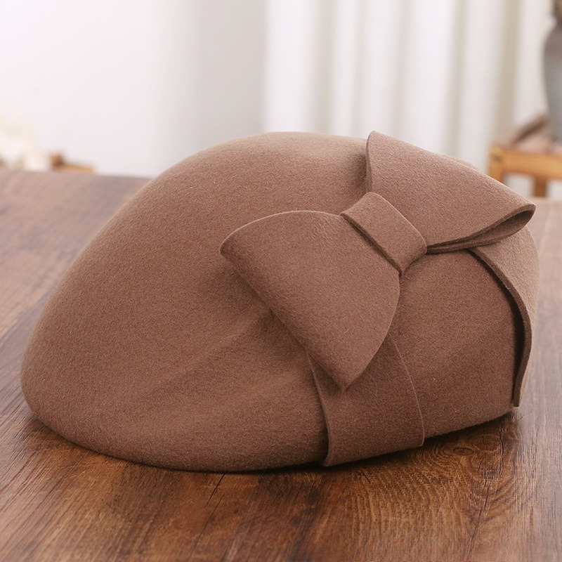 French Elegant Mesh-Bow Wool B - Beret French Wool ulasan dan harga