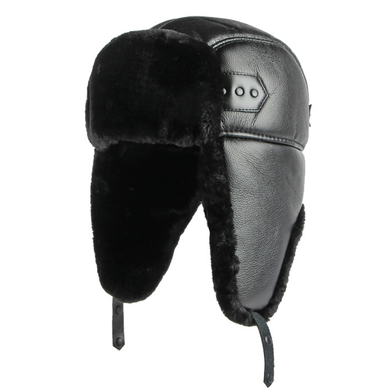 HT4002 New PU Leather Russian  - Winter Trapper Hat ulasan dan harga