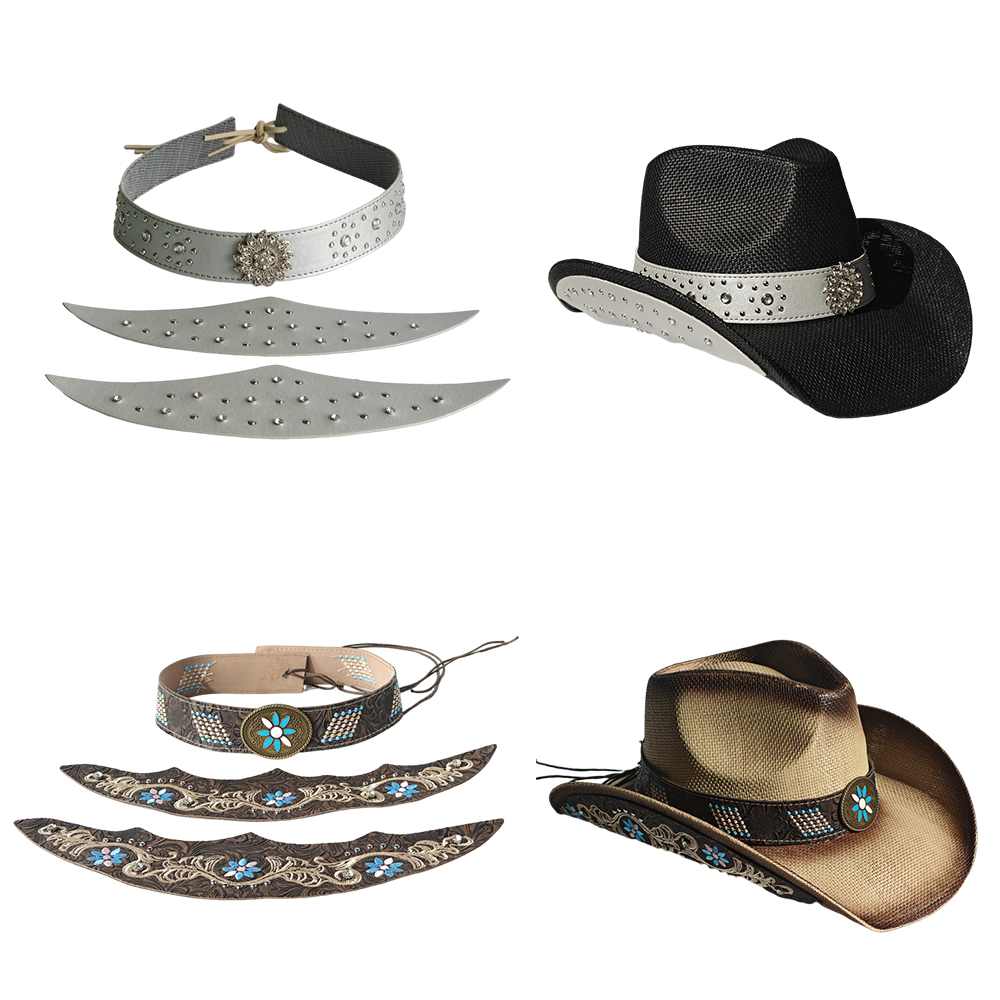 Cowboy Hat Three-piece Set Acc - Cowboy Hat Straw ulasan dan harga