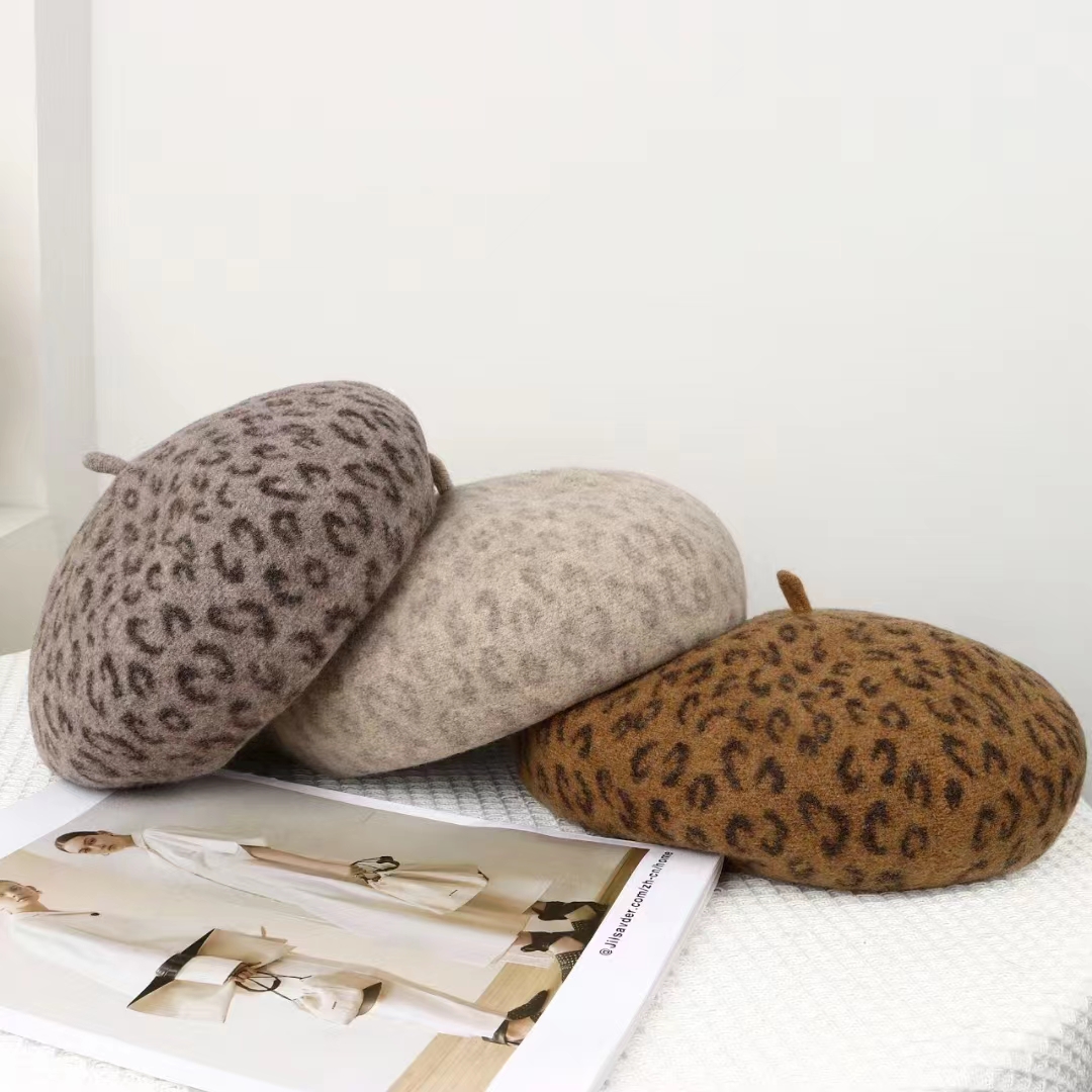New Leopard Print Autumn Winte - Beret French Wool ulasan dan harga