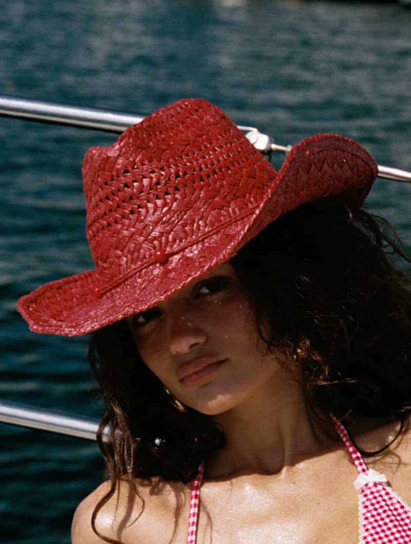 Cowboy hat red hand-painted su - Cowboy Hat Straw ulasan dan harga
